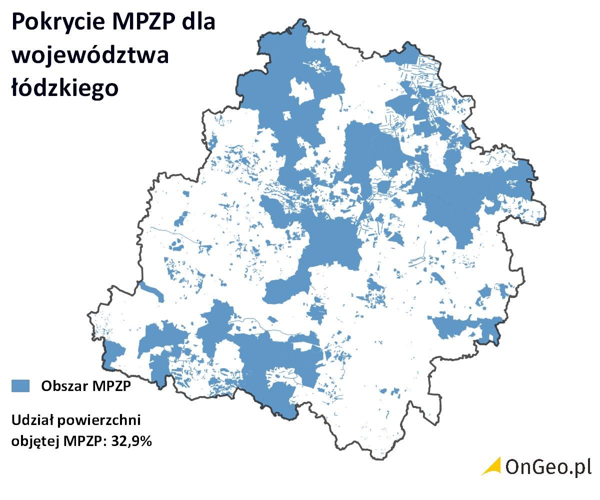 Pokrycie MPZP: województwo łódzkie