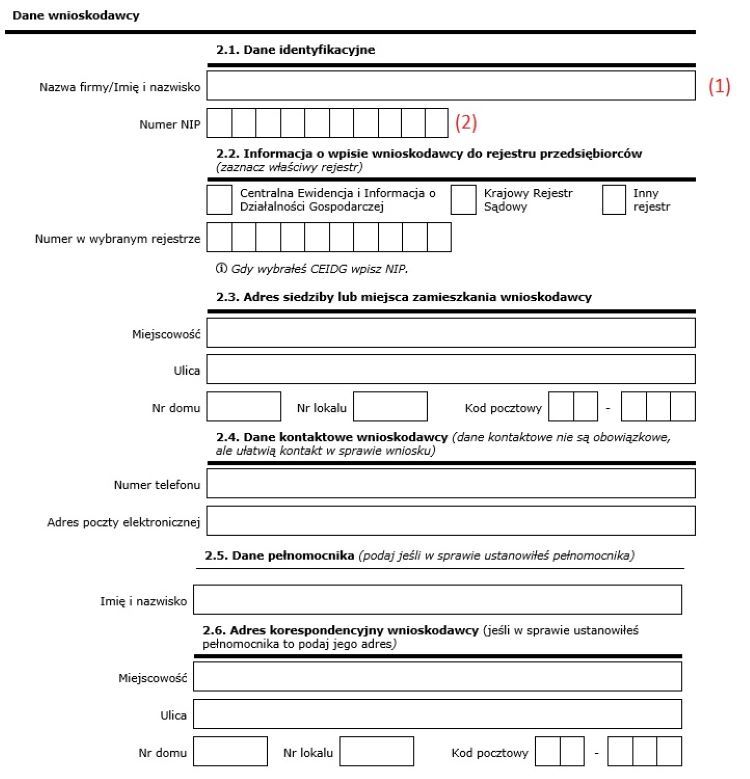 Wniosek o wyłączenie z produkcji rolnej, dane wnioskodawcy
