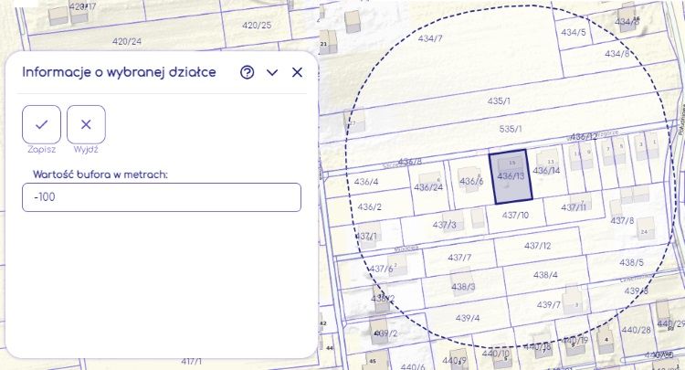 Sprawdź bufor od granicy działki i dowiedz się, czy jesteś stroną w przedmiotowym postępowaniu środowiskowym, Na Mapie