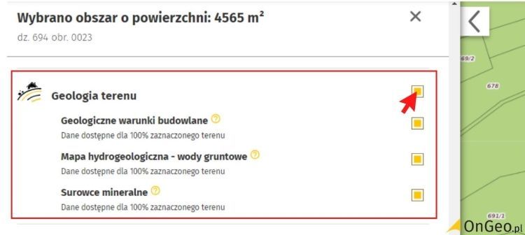 Wybierz Geologia terenu w Raporcie o terenie OnGeo.pl