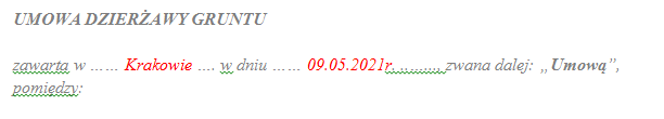 zawarcie umowy dzierżawy
