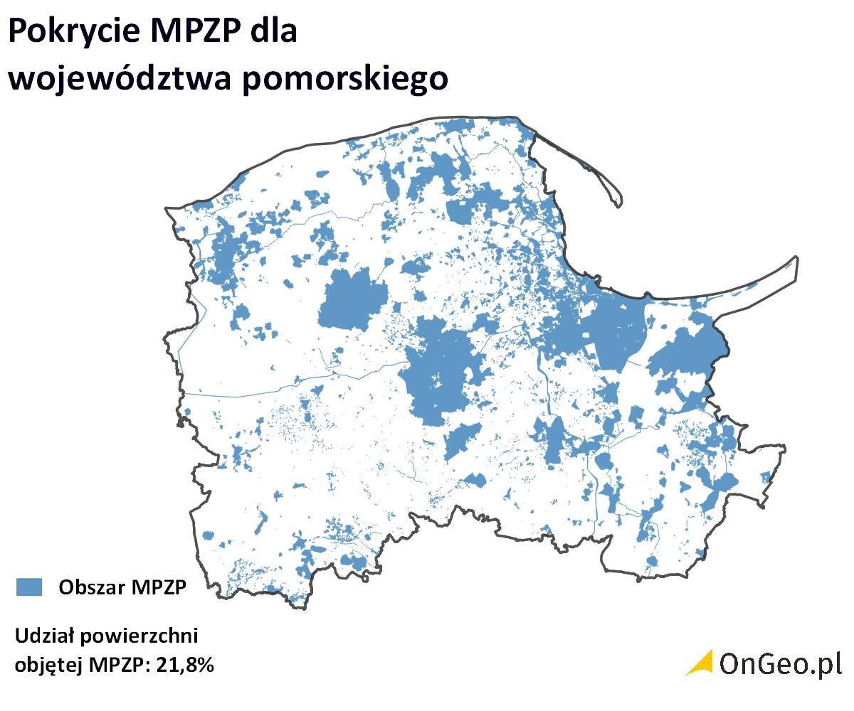 Pokrycie MPZP: województwo pomorskie