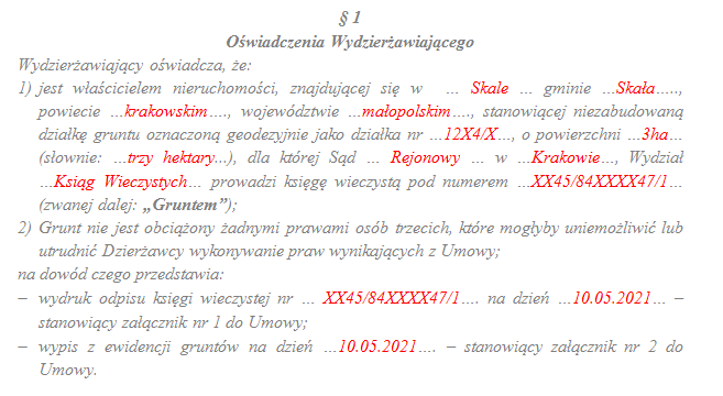 oświadczenie wydzierżawiającego