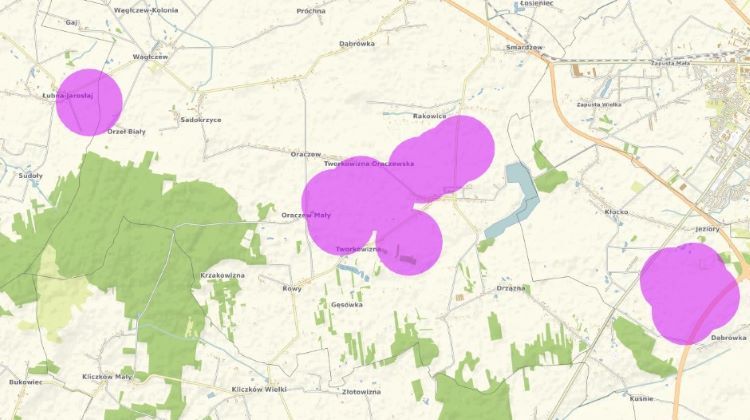 Jak sprawdzić odległość wiatraka od domów 700 m?, Geoportal Na Mapie