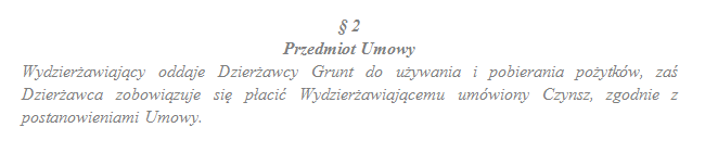 przedmiot dzierżawy