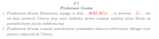 przekazanie gruntu