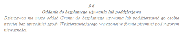 oddanie do bezpłatnego użytkowania lub poddzierżawa