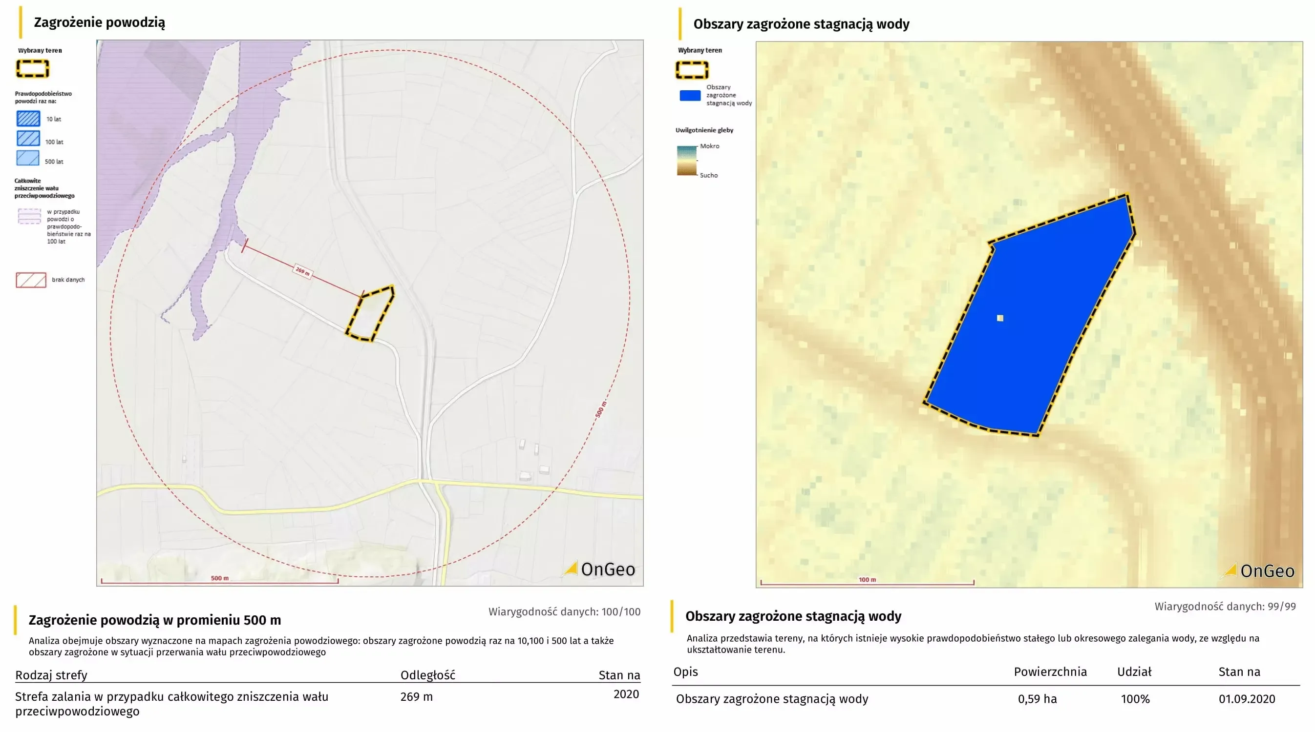 Fragment Raportu o Terenie; tereny zalewowe, tereny zagrożone stagnacją wody