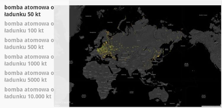 Co by się stało, gdyby pociski z głowicami nuklearnymi o rozmiarze 50 kt spadły na wszystkie 1 100 celów ataków w dniu 29 kwietnia 2016 roku?