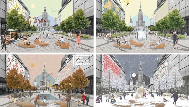 Nowe Centrum Warszawy, projekt zieleni w różnych porach roku, um.waszawa.pl