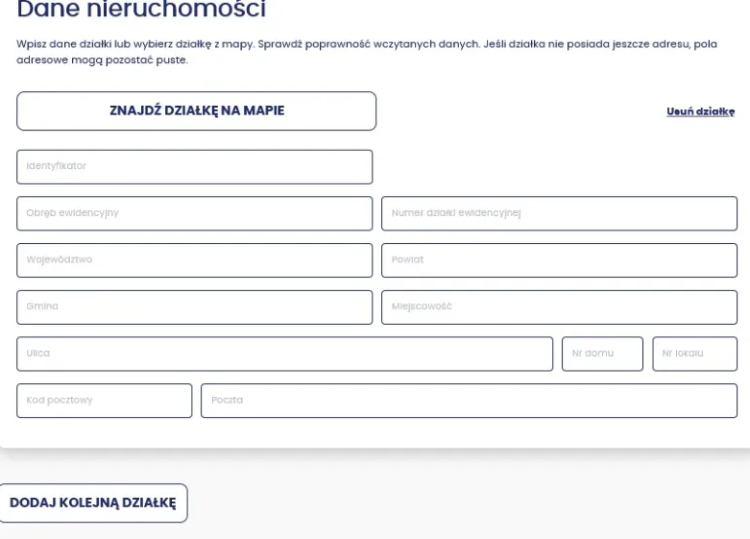 Dane o nieruchomości