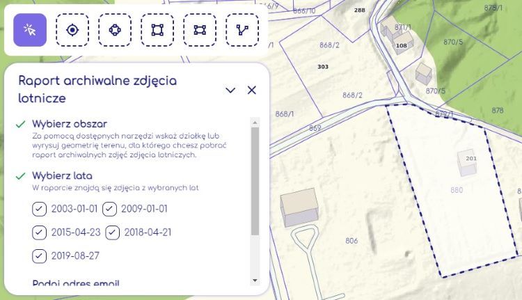 Formularz zamówienia raportu archiwalne zdjęcia lotnicze