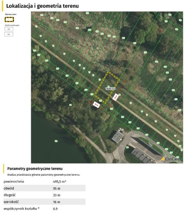 Parametry geometryczne terenu w Raporcie o Terenie