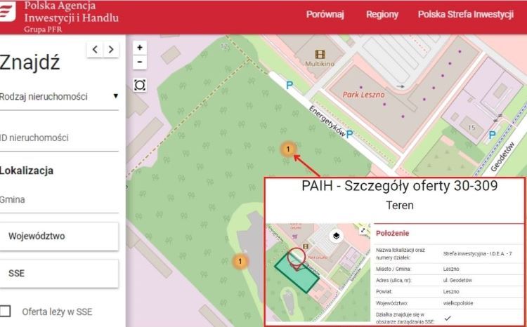 Generator Ofert Inwestycyjnych dla PAIH - przykładowa inwestycja