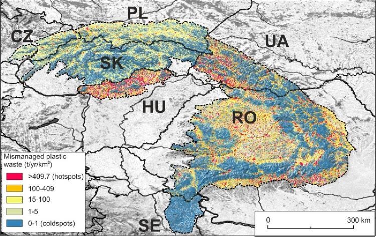 Mapa zanieczyszczenia plastikiem rzek Karpat /IOP PAN/