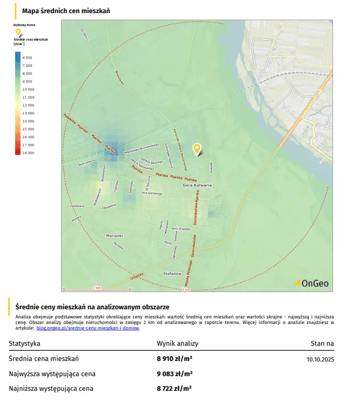 Mapa średnich cen mieszkań