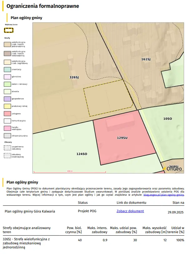 Plan ogólny gminy w Raporcie o terenie OnGeo.pl