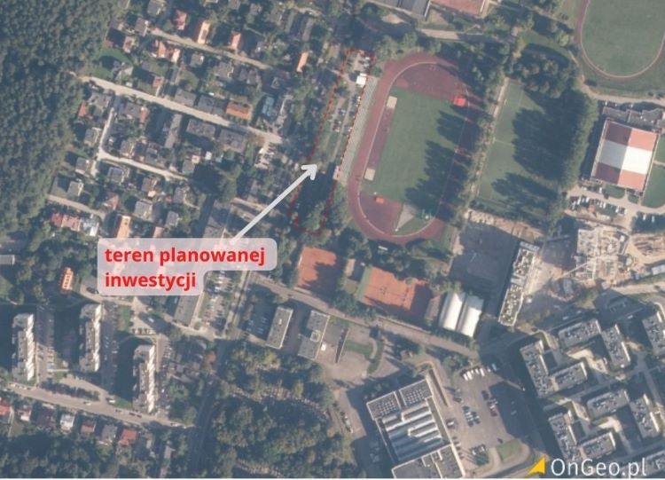 “Osiedle baraków” - teren planowanej inwestycji, źródło: Geoportal Krajowy Na Mapie