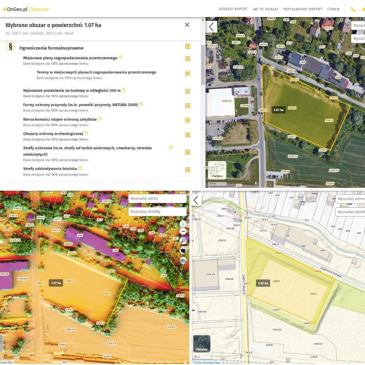Wybrana działka w Krakowie, OnGeo.pl