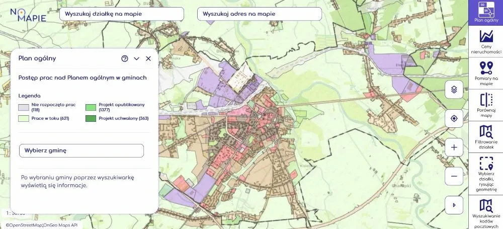 Status prac nad planami ogólnymi dla wszystkich gmin w Polsce znajdziesz w Geoportalu Krajowym Na Mapie.