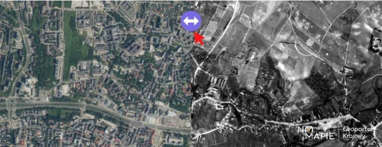 Skorzystaj z suwaka do porównywania widoku map /Na Mapie/