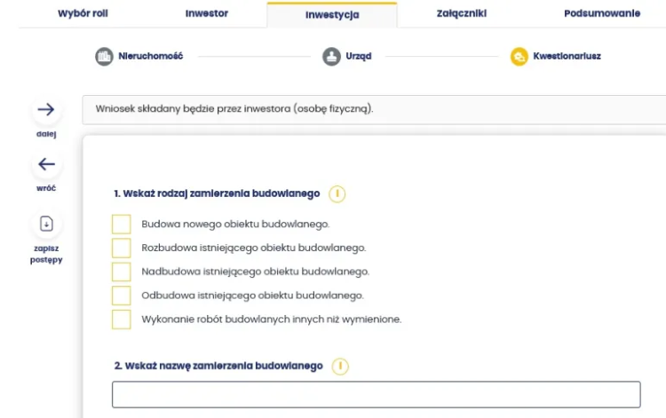 Wskaż rodzaj zamierzenia budowlanego