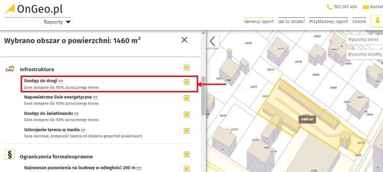 Wybierz dostęp do drogi publicznej