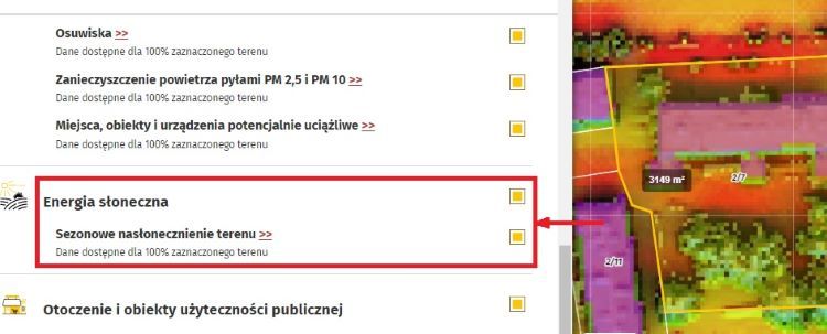 Wybierz Energia słoneczna - sezonowe nasłonecznienie terenu