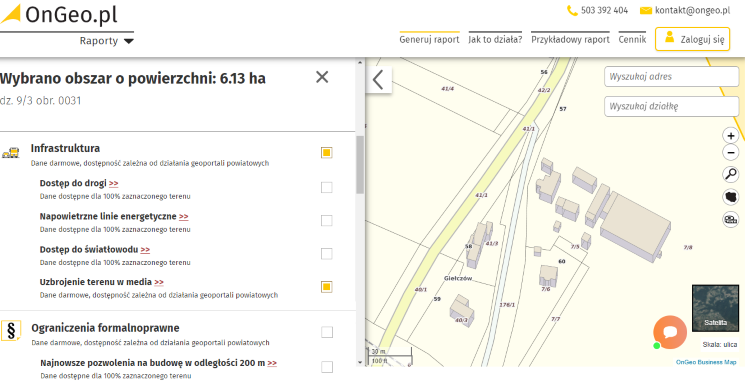 Wybierz uzbrojenie w media na działce w Raportach o Terenie