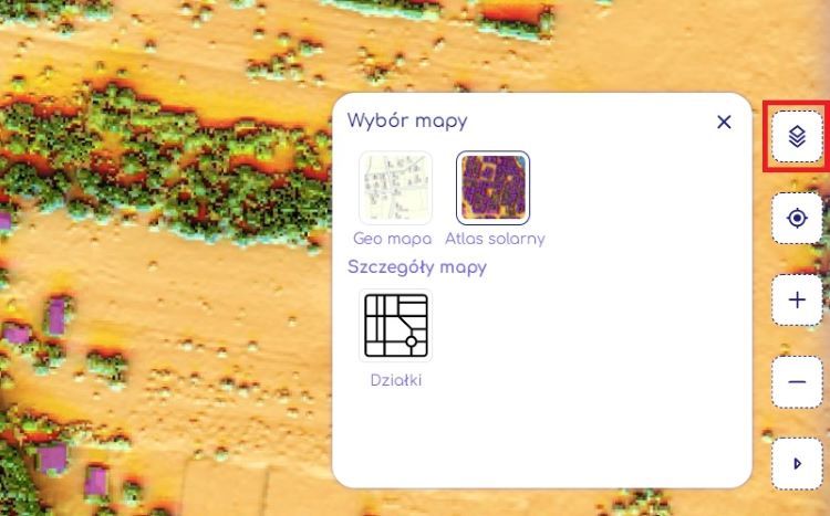 Wybór mapy w Geoportalu Krajowym Na Mapie