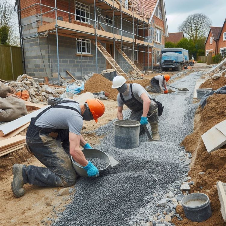Budowa domu wiąże się z pracą ciężkim sprzętem. Zadbaj o bezpieczny podjazd i utwardź drogę dojazdową. 