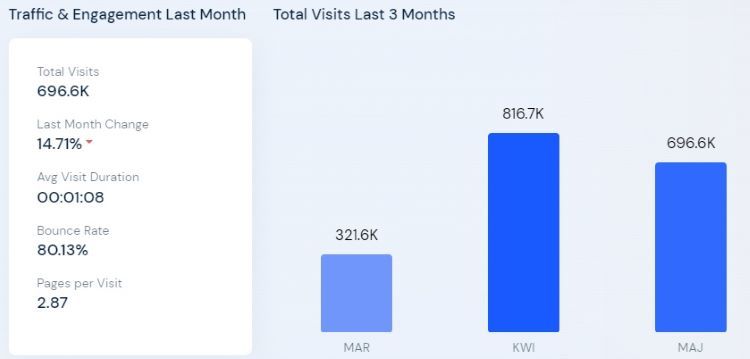 Całościowa liczba wyświetleń portalu domy w ciągu 3 ostatnich miesięcy
