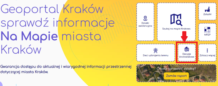 Wybierz okno “Decyzje środowiskowe”, Na Mapie