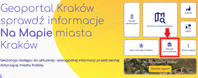 Wybierz okno “Decyzje środowiskowe”, Na Mapie