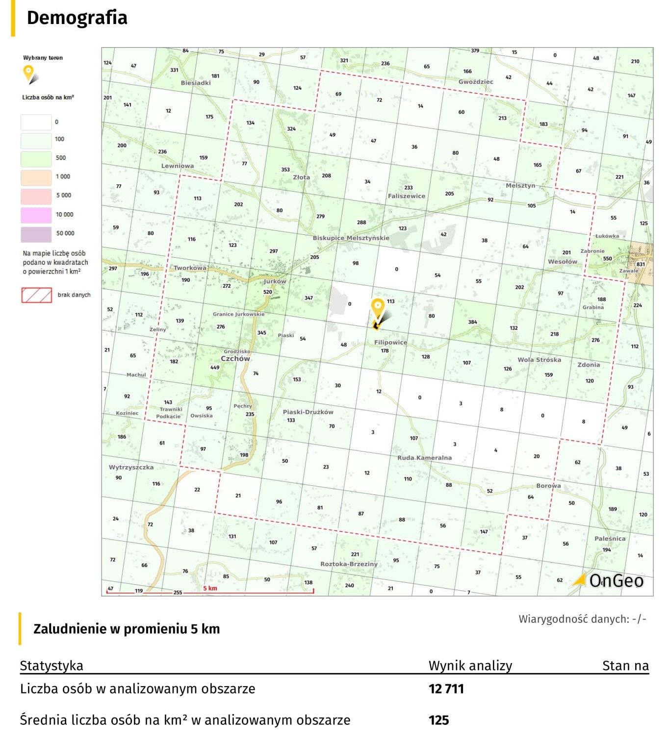 Fragment Raportu o Terenie OnGeo - demografia