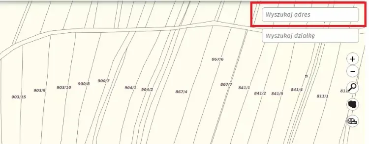 Schemat jak sprawdzić nr działki korzystając z mapy Geoportalu OnGeo.pl
