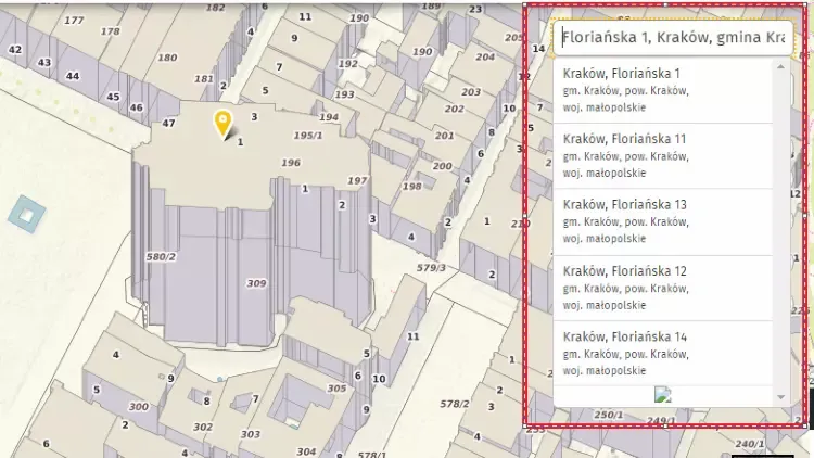 Schemat jak sprawdzić nr działki korzystając z mapy Geoportalu OnGeo.pl