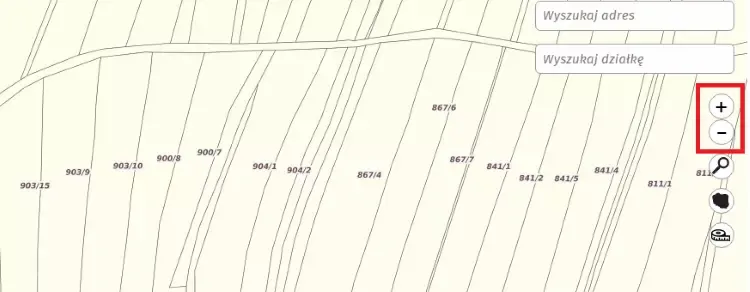 Schemat jak sprawdzić nr działki korzystając z mapy Geoportalu OnGeo.pl