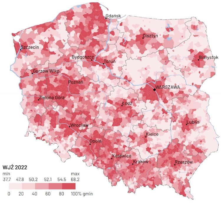 Wyniki rankingu „Gmina Dobra do Życia” w&nbsp;gminach, źródło: publikacja PAP