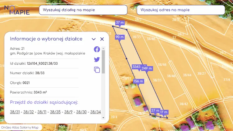 Informacje o działce w Geoportalu Krajowym Na Mapie