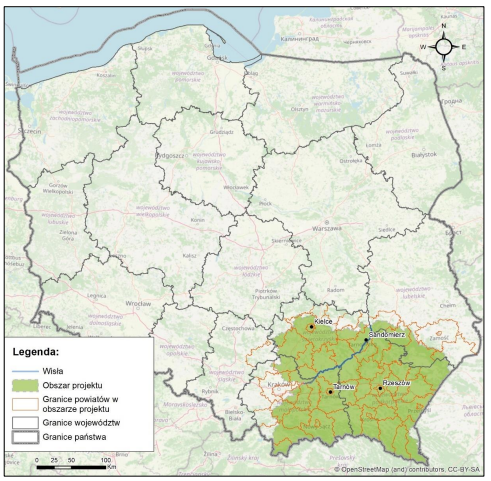 Położenie obszaru objętego Programem na tle obszaru Polski.