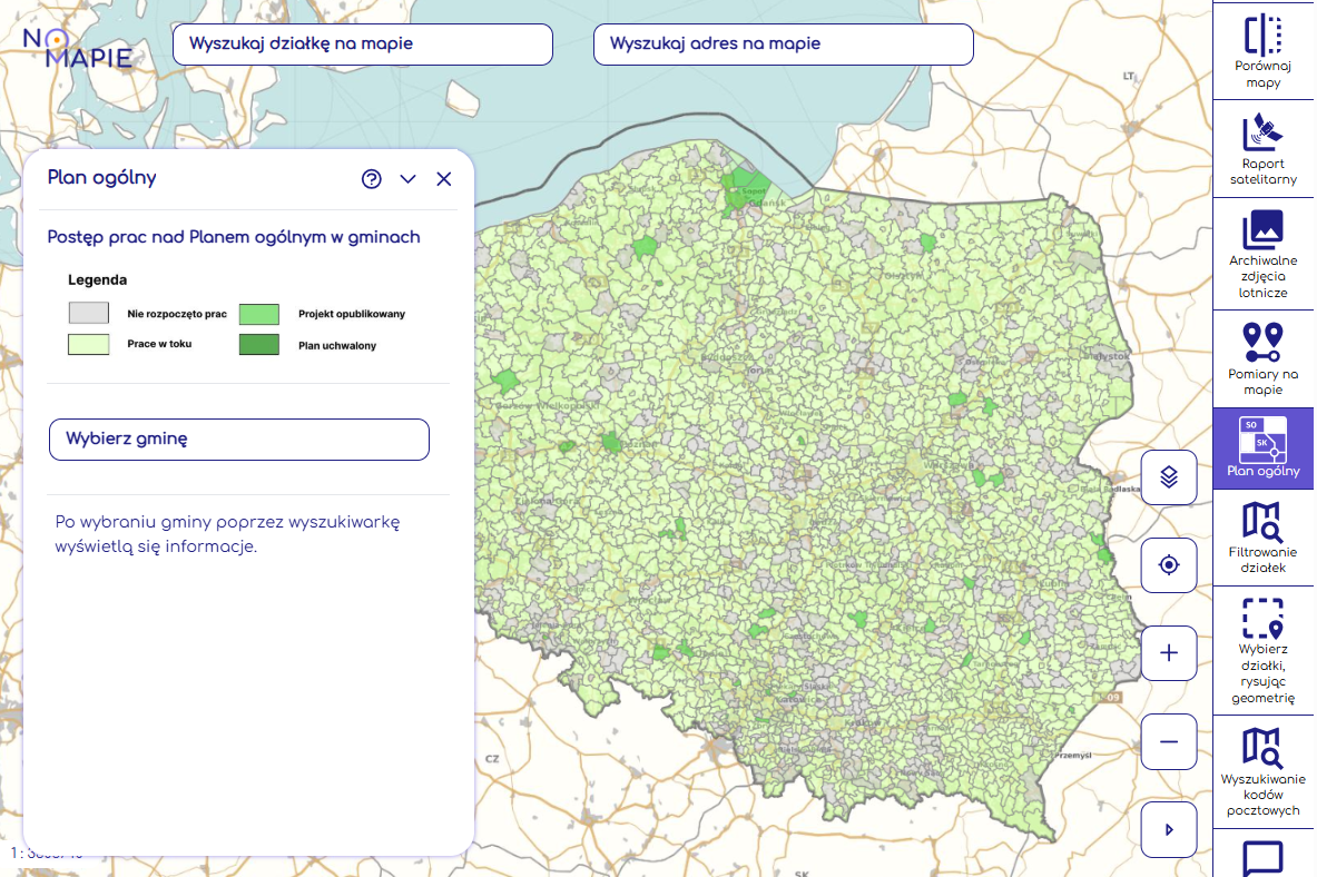 Monitoring realizacji POG: Plan Ogólny Gminy w Geoportalu Na Mapie