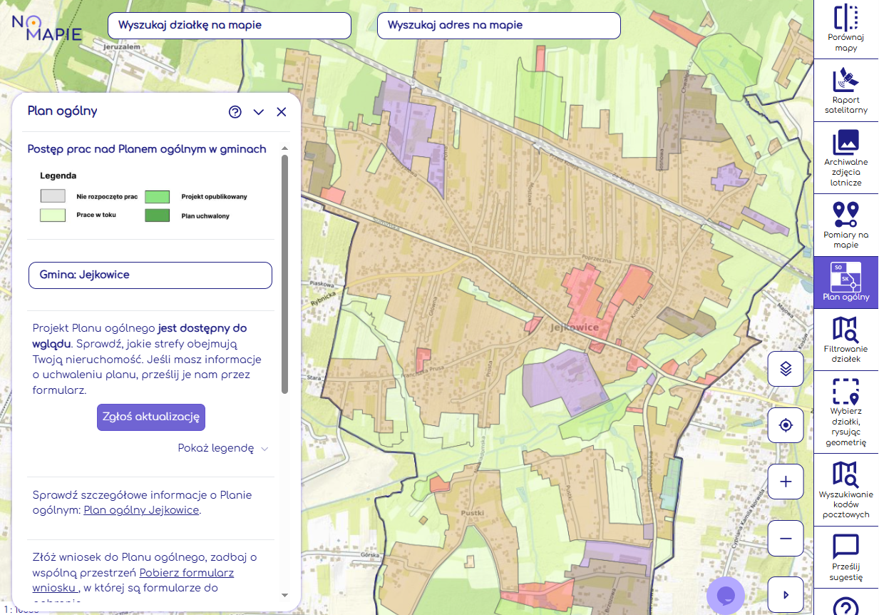 Plan Ogólny Gminy Jejkowice w Geoportalu Na Mapie