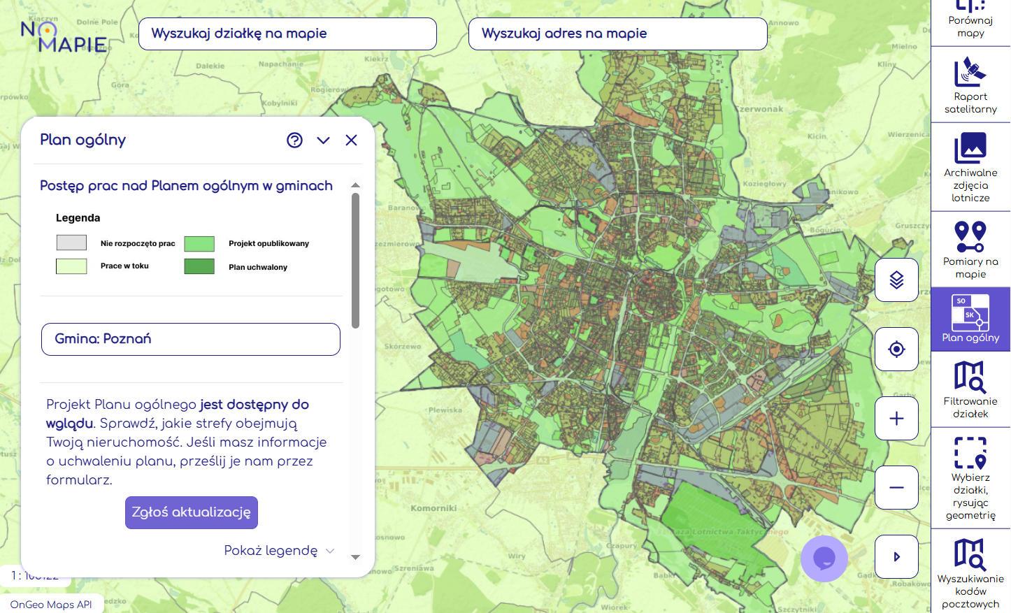 Geoportal Krajowy Na Mapie - Plan ogólny Poznania&nbsp;
