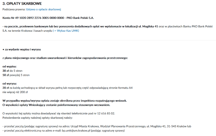 Informacje dotyczące wypisu i wyrysu na stronie urzędu.[/caption]