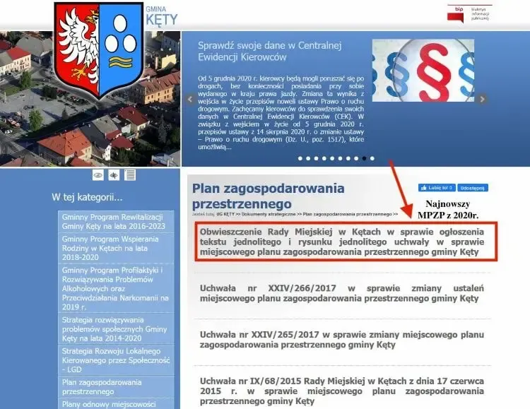 Schemat instrukcji jak znaleźć najnowsze MPZP.