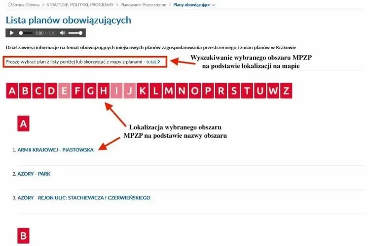Jak wyszukać interesujący nas obszar na MPZP.