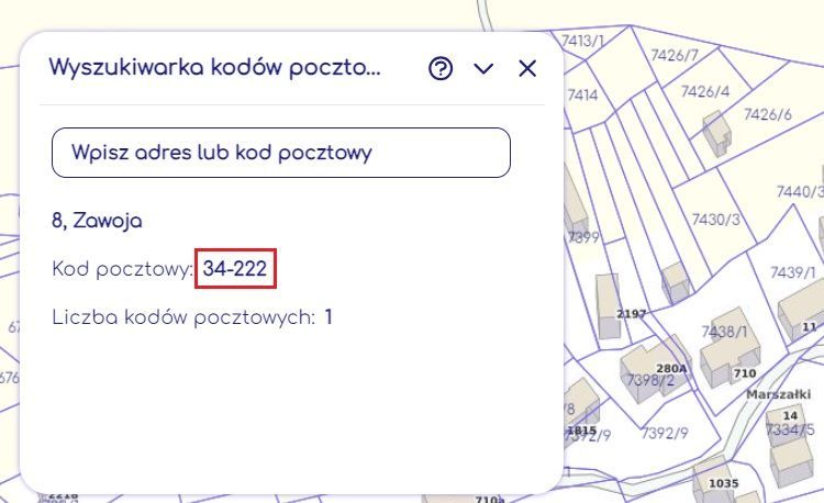 Otrzymasz kod pocztowy dla Twojego adresu lub miejscowości, Na Mapie