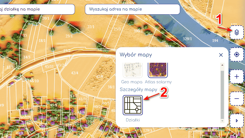 Mapa granic działek w Geoportalu Krajowym Na Mapie