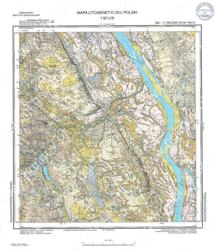Przykład mapy litogenetycznej Polski okolic Góry Kalwarii w województwie mazowieckim, źródło: PIG
